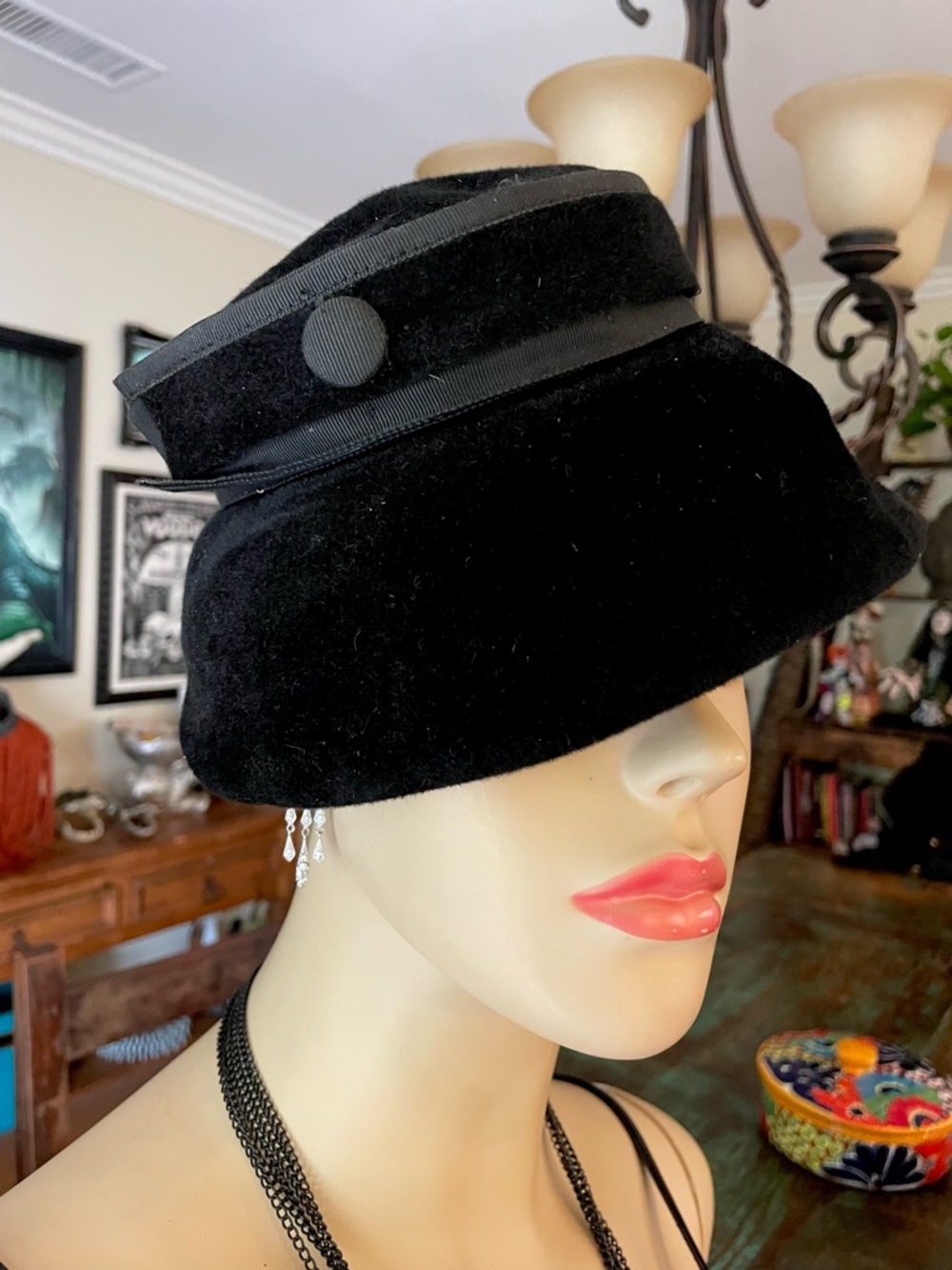Deluxe Velour Imported Fur black Vintage Hat 1960’s